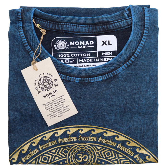 Stonewashed Cotton T-Shirt – Chakra, Blue (XL)