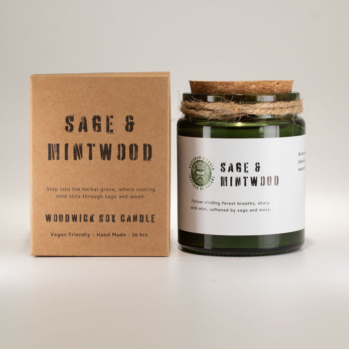 Greenman Woodwick Sojakerze - Salbei & Minzholz