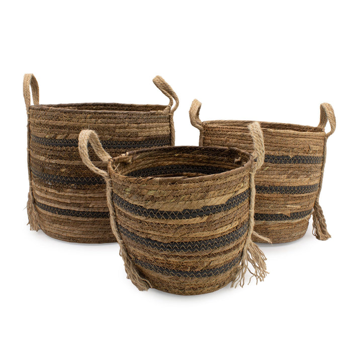 Große Bananenblatt- & Seegraskörbe – Naturbraun – 3er-Set