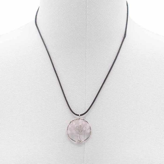 Gemstone Tree of Life Pendant - Rose Quartz