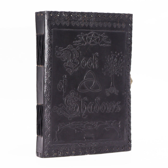 Großes Ledernotizbuch - Buch der Schatten, Schwarz (25x18 cm)