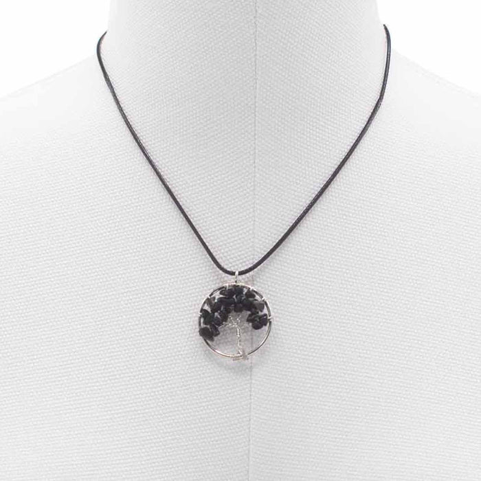 Gemstone Tree of Life Pendant - Black Agate