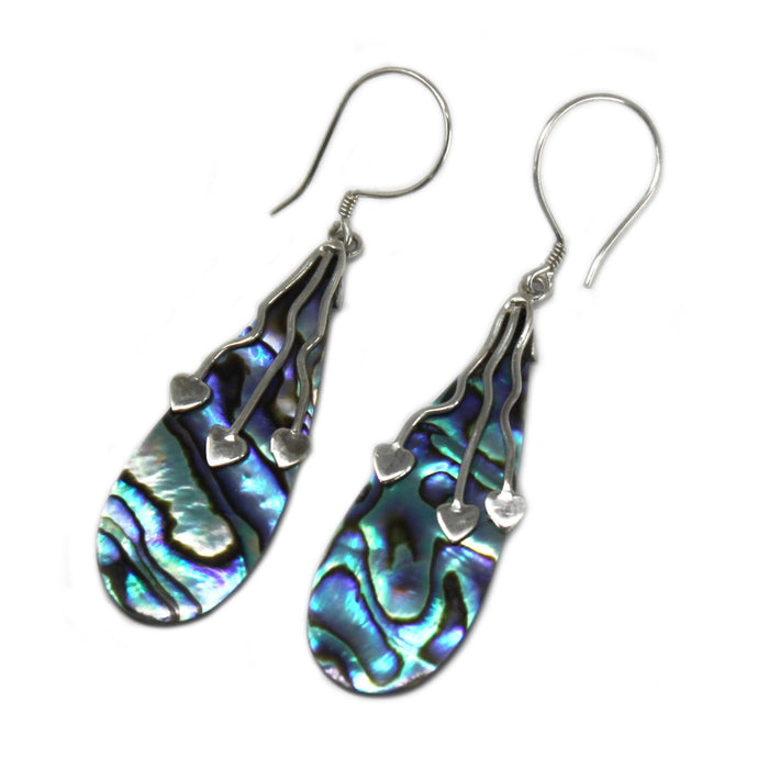 Ohrringe aus Sterlingsilber und Abalone-Muschel – Drei Herzen