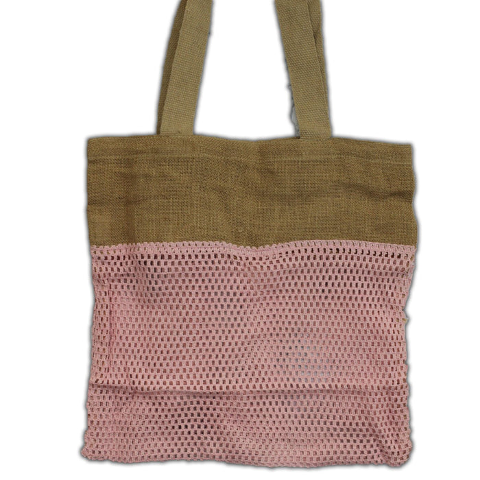 Jute- & Baumwollnetzbeutel – Rose