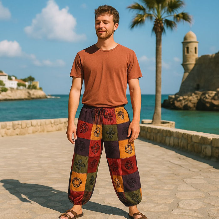 Patchwork Trousers - Orange - L/XL