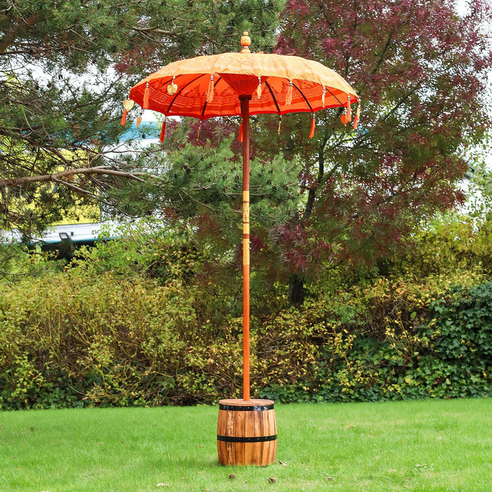 Bali Terrassenschirm – Orangefarbener Bezug, 1,5 M