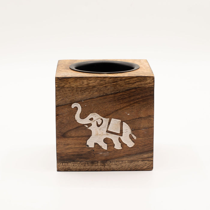Brûleur à huile en bois de manguier - Éléphant