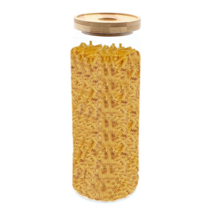 Cottage Bamboo Glass Jar - 20cm