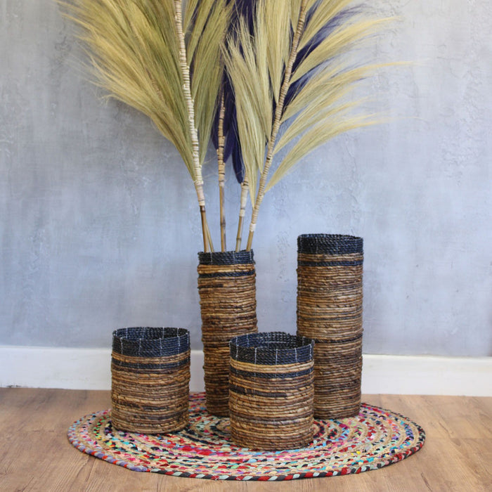 Bananenblatt-Set – 2x Vasen & 2x Behälter