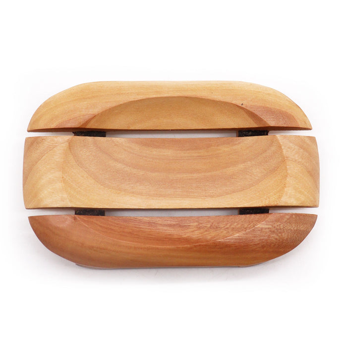 Klassische Seifenschale aus Naseberryholz – Oval in Rechteck