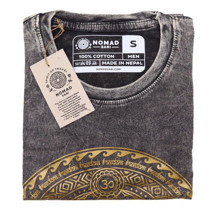 Stonewashed Baumwoll-T-Shirt – Chakra, Dunkelgrau (S)