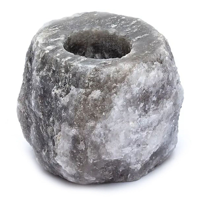 Teelichthalter aus Himalaya-Salz – Grau