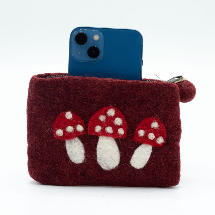 Felt Zipper Pouch - Wild Mushrooms