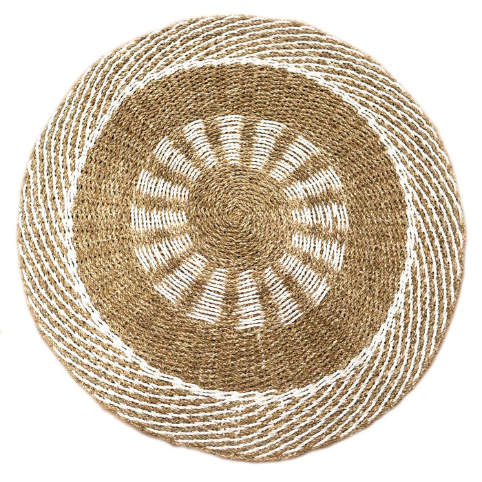 Runder Seegras-Teppich – Natur & Weiß