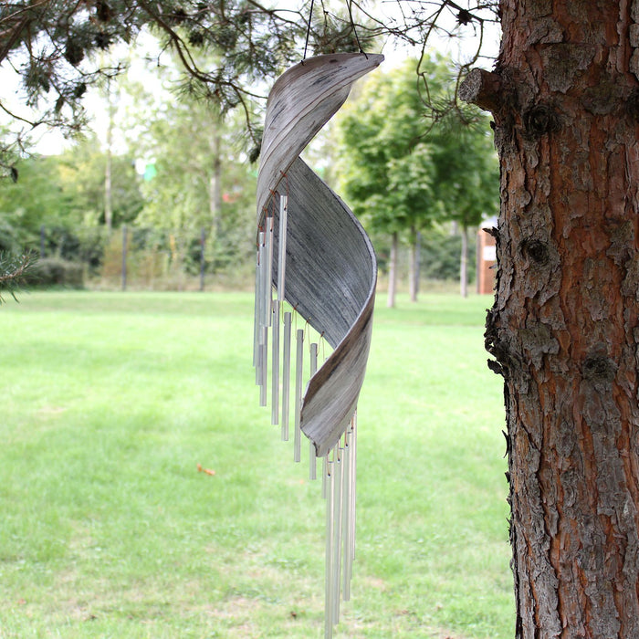 Carillons éoliens en feuille de cocotier - Blanc délavé