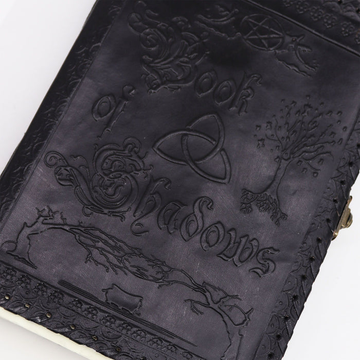 Großes Ledernotizbuch - Buch der Schatten, Schwarz (25x18 cm)