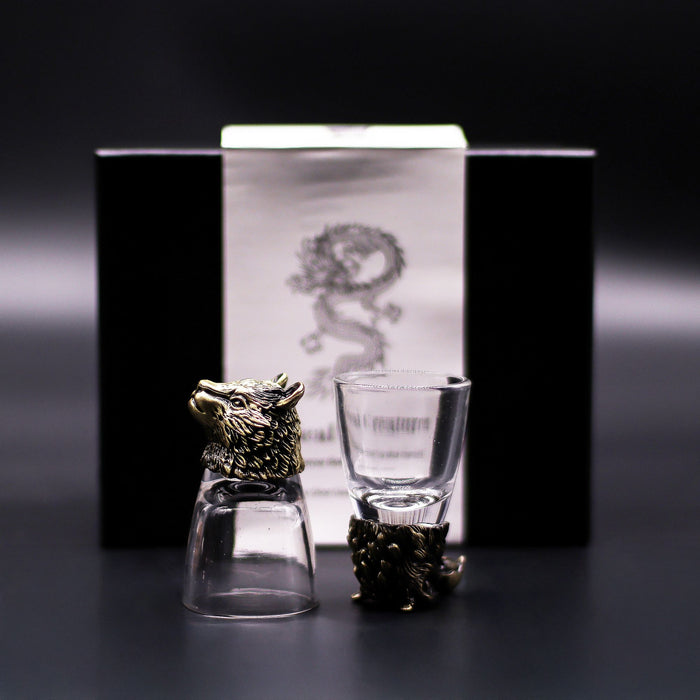 Coffret de 6 verres à shot "Bottoms Up" (50 ml) - Créatures de la forêt, bronze antique