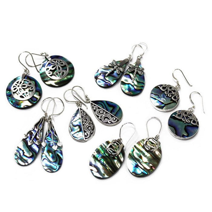 Ohrringe aus Sterlingsilber und Abalone-Muschel – Drei Herzen