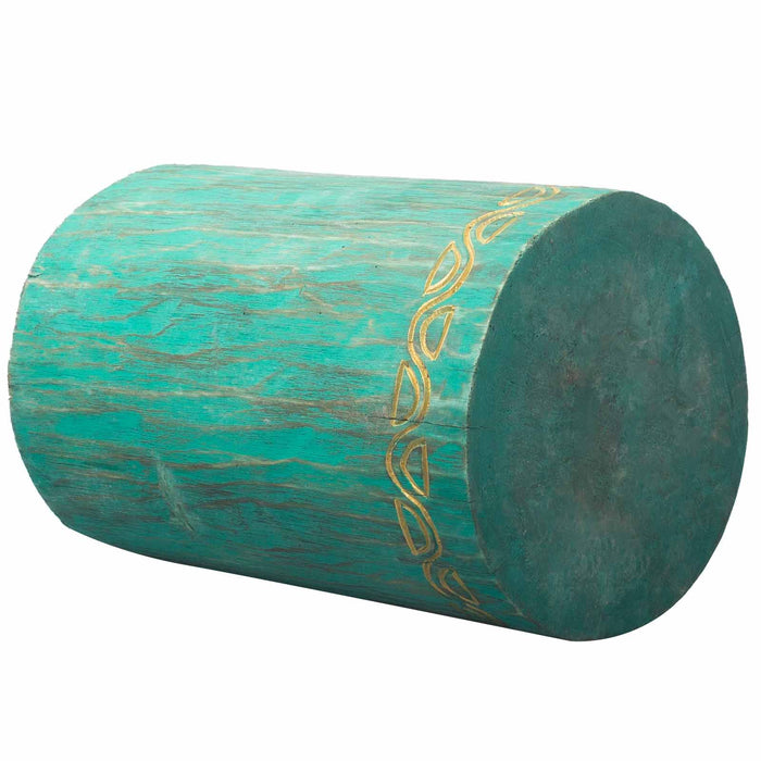 Albasia Wood Tribal Plant Stand - Turquoise
