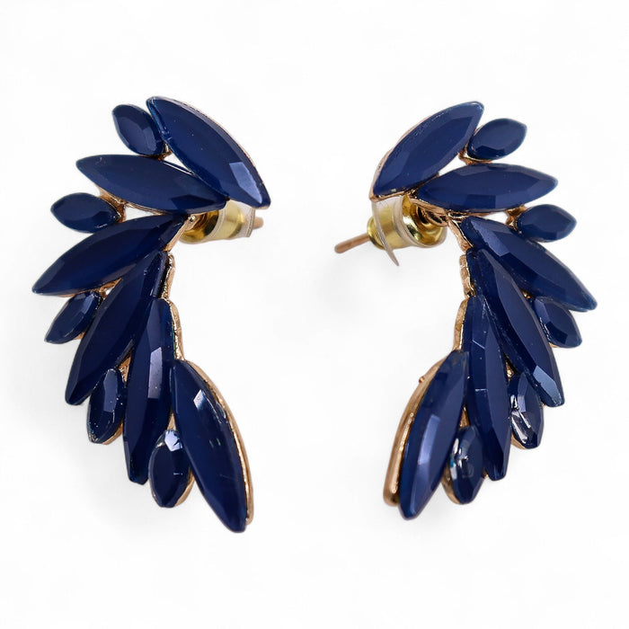 Nymph Aurora Glass Earrings - Angel Wings, Royal Blue