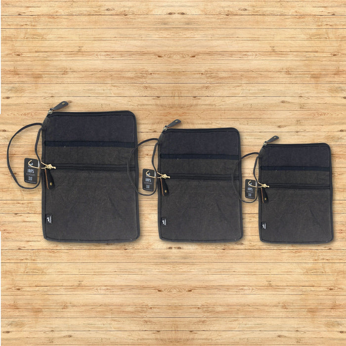 Laptop-Reisetasche aus Leinen – Anthrazit Stonewash