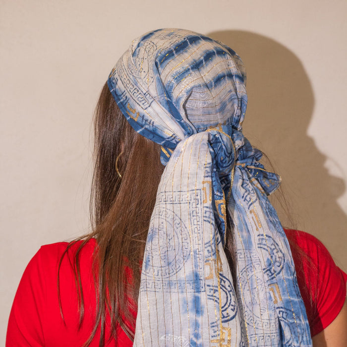 Sommerschal - Marbella, Blau mit Gold