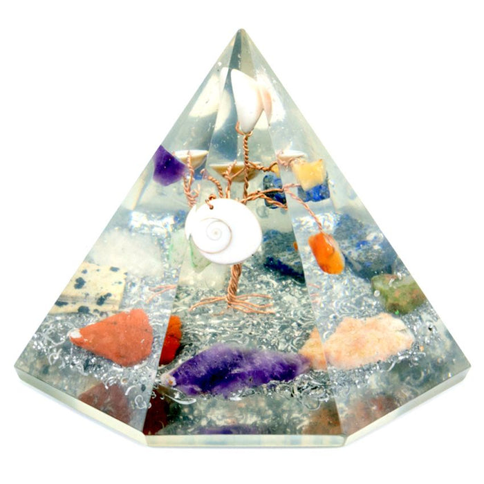 Orgonite 7-Sided Pyramid - Gemstone Wisdom Tree (Large)