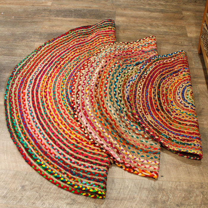 Runder Teppich aus Jute und recycelter Baumwolle – 150 cm