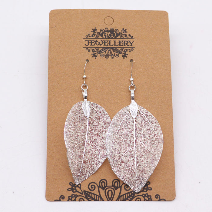 Bravery Leaf Earrings - Silver