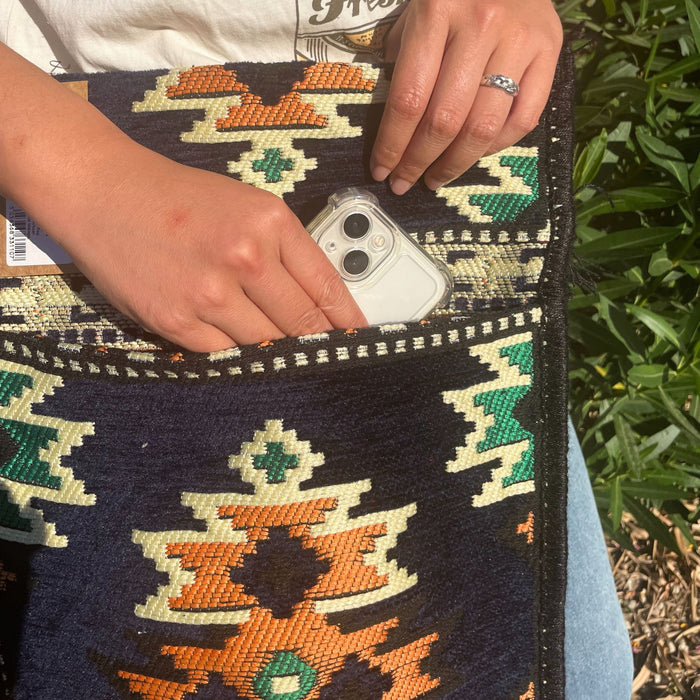 Kilim Sommer-Umhängetasche – Dunkelblau