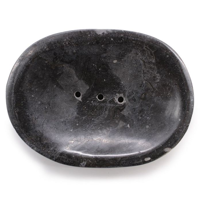 Seifenschale aus Stein – oval, schwarzer Marmor