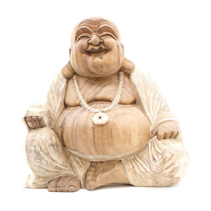 Geschnitzter Holz-Buddha – Whitewash 40cm