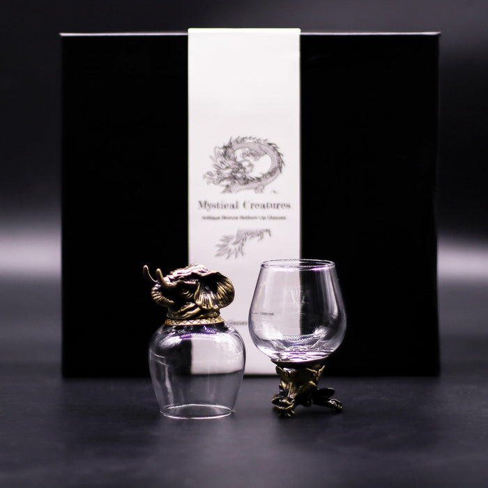 Gift Set of 6x Glasses (100ml) - Mystical Creatures, Antique Bronze