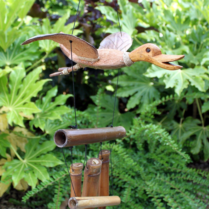 Natural Bamboo Wind Chime with Coconut Duck