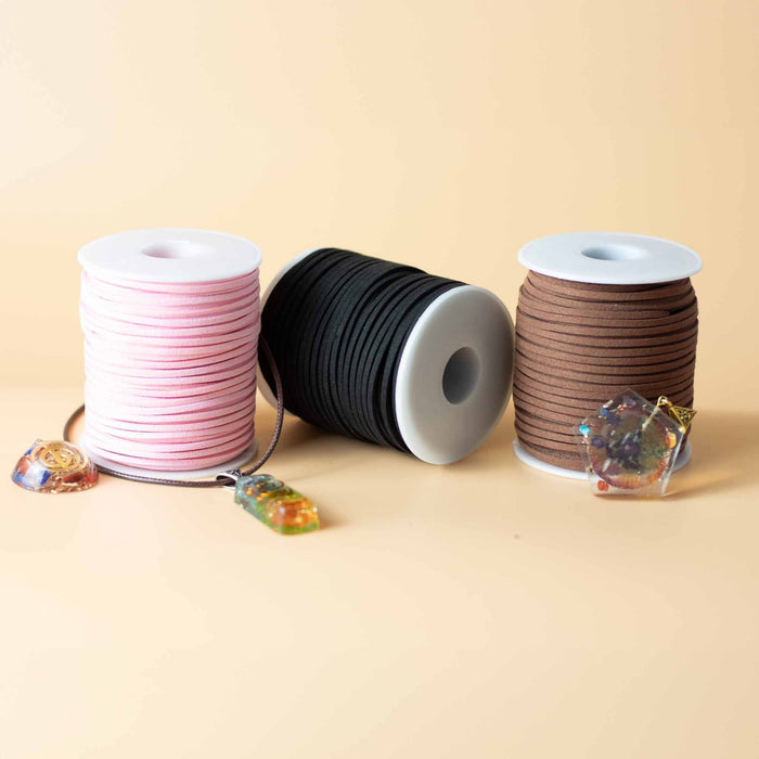 Meterware Anhängerschnur - Kunstleder Wildleder-Optik, Rosa