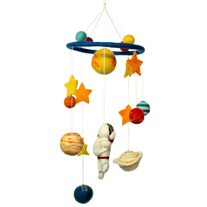 Handgemachtes Filzmobile – Starman & Planeten