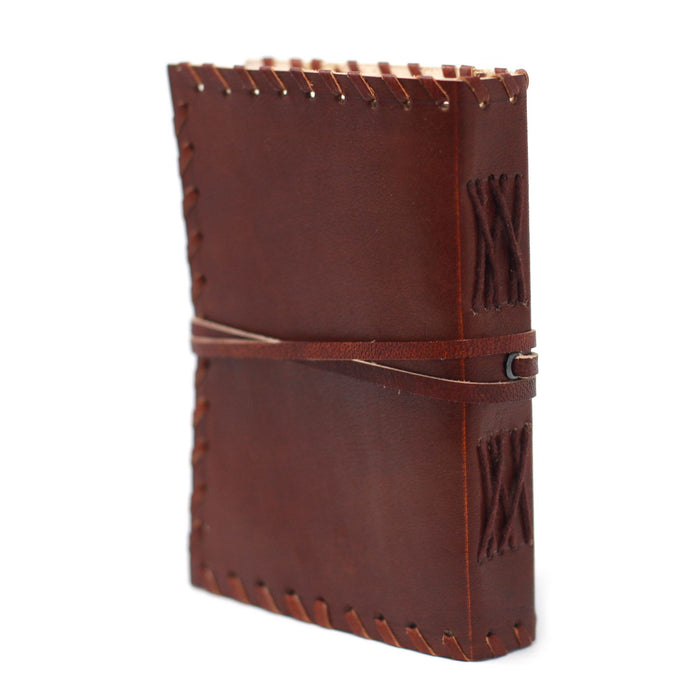 Leder Notizbuch zum Wickeln - Gedankenbuch (15x10 cm)