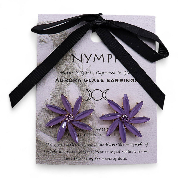 Nymph Aurora Glass Earrings - Flowers, Lavender