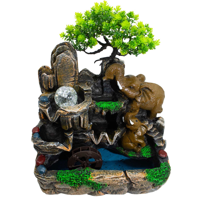 Tabletop Water Feature - Elephants In Love