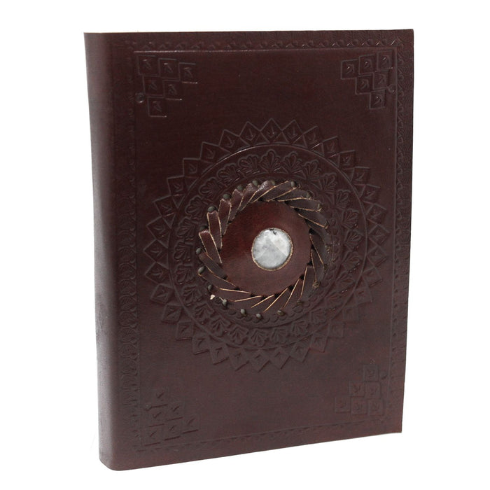 Leder-Notizbuch - Mondstein (18x13cm)