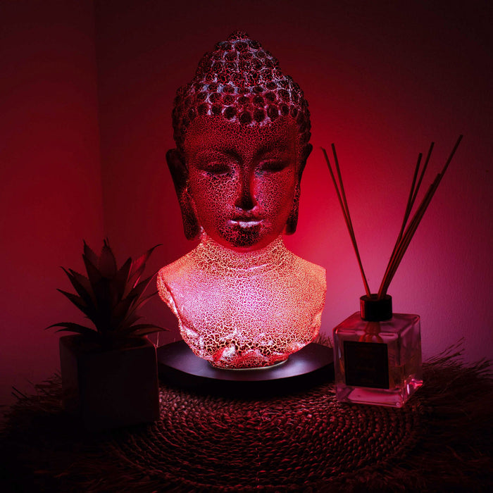 Buddha Glow Lamp - Bust, Molton Lava Crackle