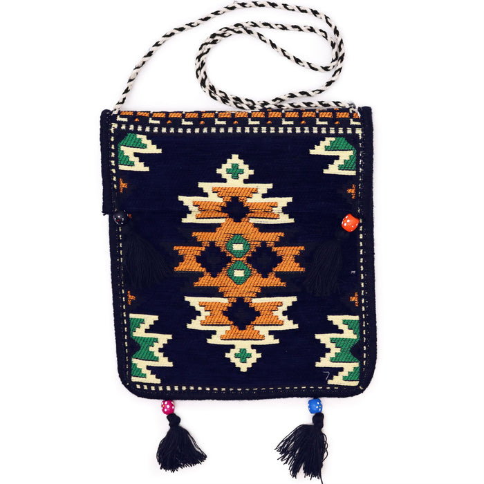Kilim Sommer-Umhängetasche – Dunkelblau