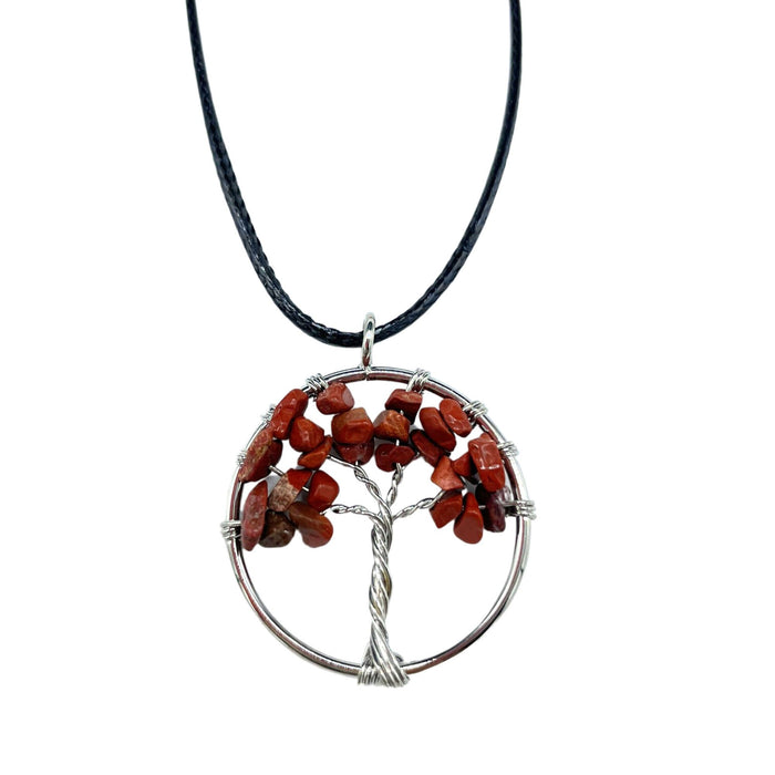 Gemstone Tree of Life Pendant - Red Jasper