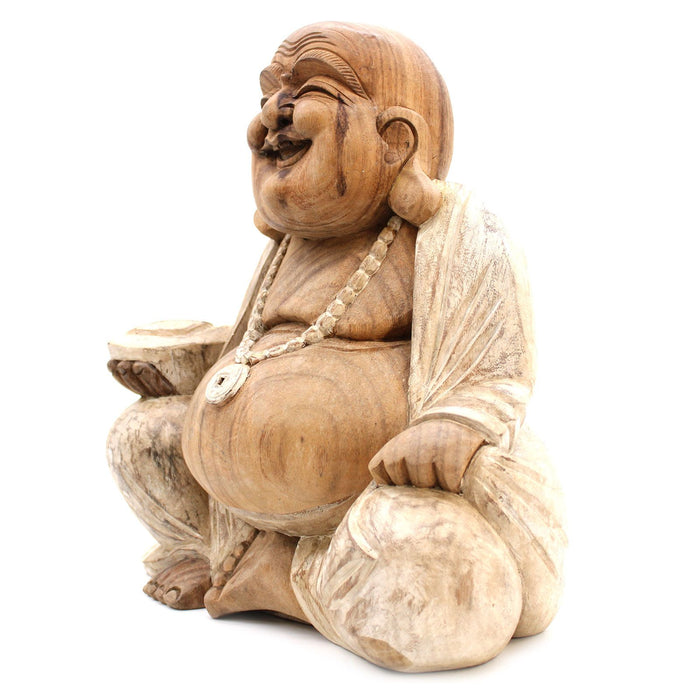 Geschnitzter Holz-Buddha – Whitewash 40cm
