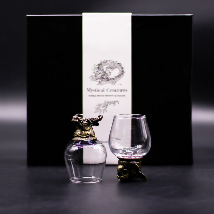 Gift Set of 6x Glasses (100ml) - Mystical Creatures, Antique Bronze