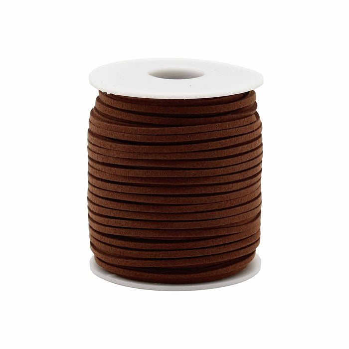 Meterware Anhängerschnur – Kunstleder Wildleder-Optik, Dunkelbraun