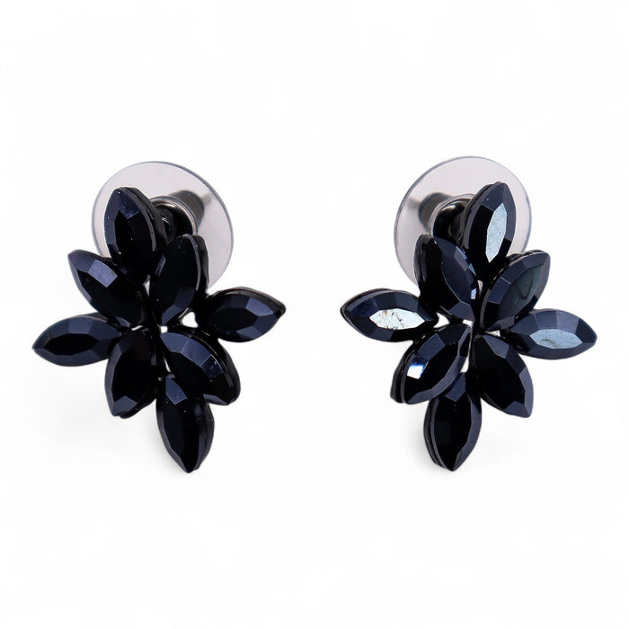 Nymph Aurora Glass Earrings - Flowers, Jet Black