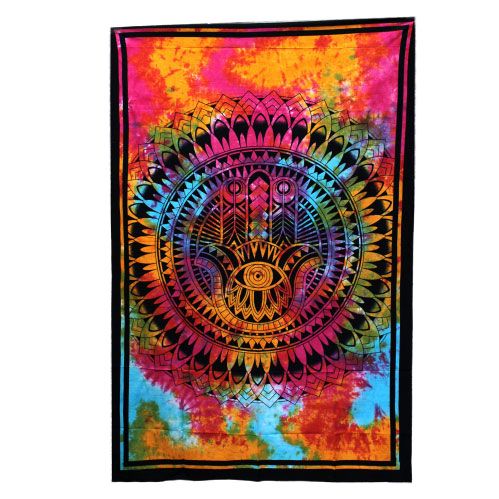Single Cotton Bedspread / Wall Hanging - Hamsa