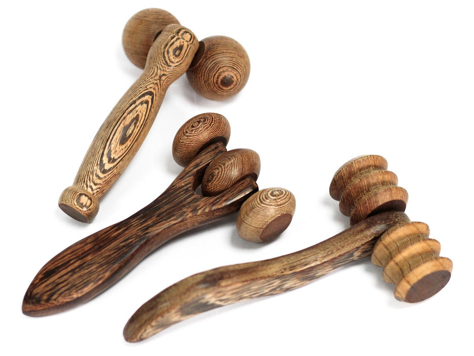 Massageholz - Rollenmassagegerät mit drei Scheiben