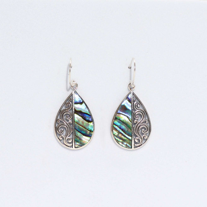 Boucles d'oreilles en argent sterling et ormeau - Goutte d'eau
